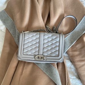Rebecca Minkoff x Saks Collaboration love crossbody fray nice shape leather